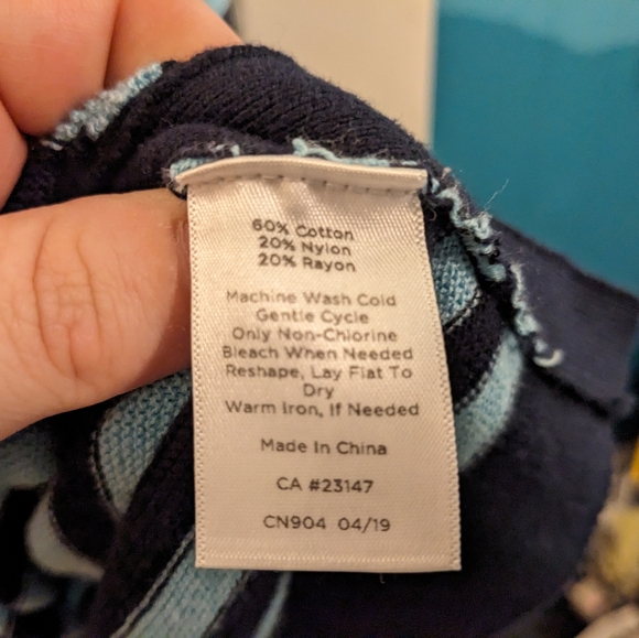 ‼️CLEARANCE   Talbots lightweight, 3/4 sleeve, blue striped sweater, size 3X - Picture 2 of 11